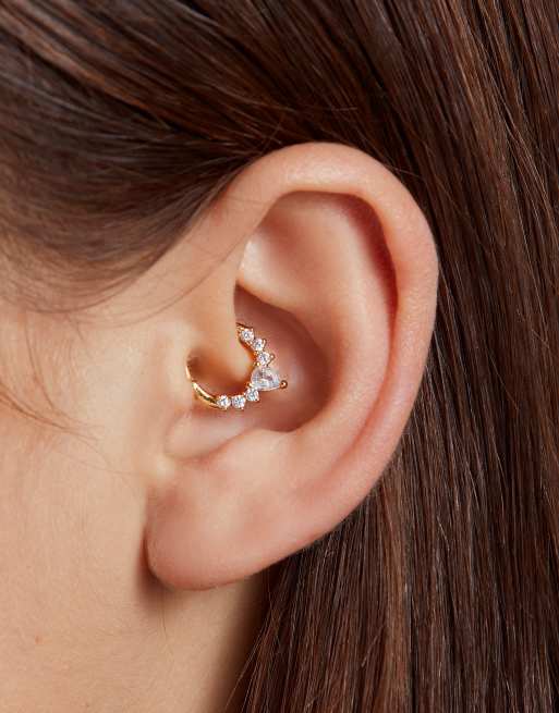 With Bling - Créole 8 mm à segment cliquet avec zircons cubiques taille poire en plaqué or