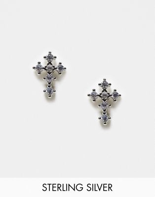 With Bling cubic zirconia cross earrings in silver plate