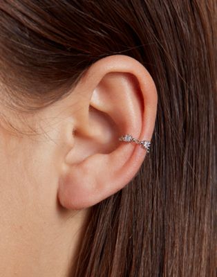 With Bling cubic zirconia ear cuff in silver plate