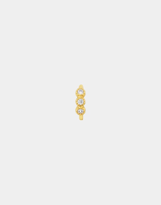 With Bling – Eng anliegendes, vergoldetes Piercing mit winzigem, dreifachem Kristall-Detail, 6 mm , 4 von 4
