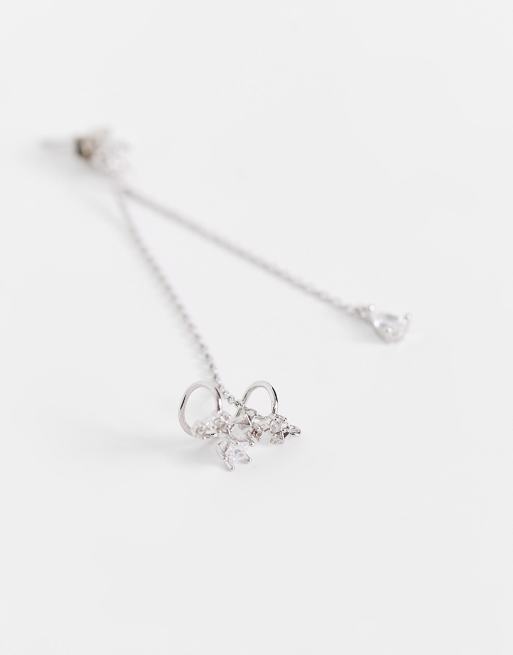 With Bling Exclusive crystal star stud earring & chained ear cuff for left ear in silver plate, 3 of 4
