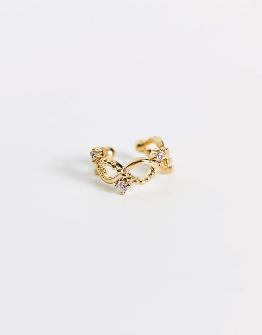With Bling Exclusive cubic zirconia twist ear cuff in gold plate, 3 of 4