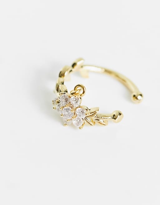 With Bling Exclusive – Vergoldeter Blüten-Ohrschmuck mit Zirkonia-Schmucksteinchen, 2 von 4