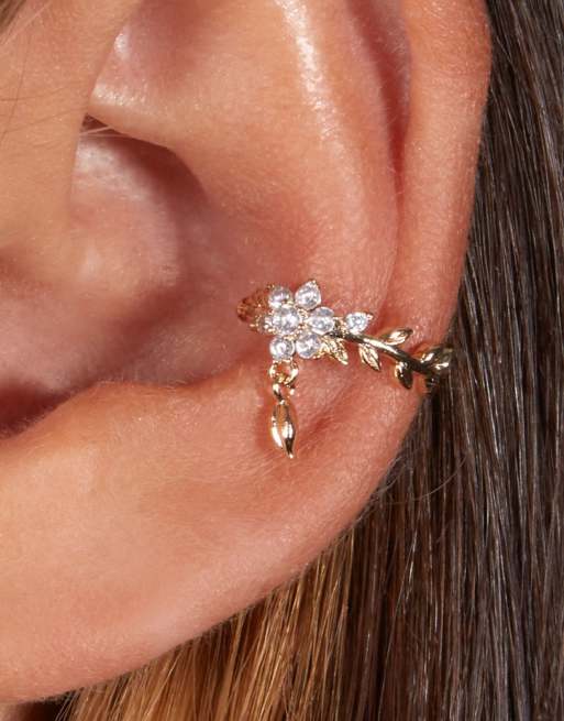 With Bling Exclusive – Vergoldeter Blüten-Ohrschmuck mit Zirkonia-Schmucksteinchen, 3 von 4