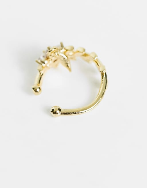 With Bling Exclusive – Vergoldeter Blüten-Ohrschmuck mit Zirkonia-Schmucksteinchen, 4 von 4