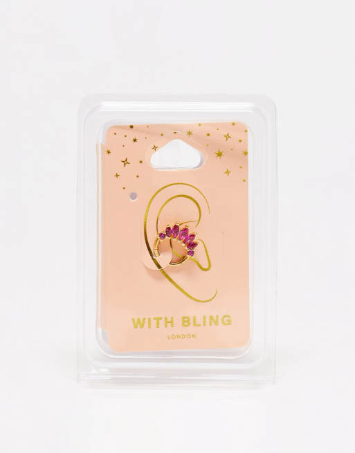 With Bling - Exclusives - 18k vergulde marquise klikpiercing van 8 mm met roze kristal, 2 van 4