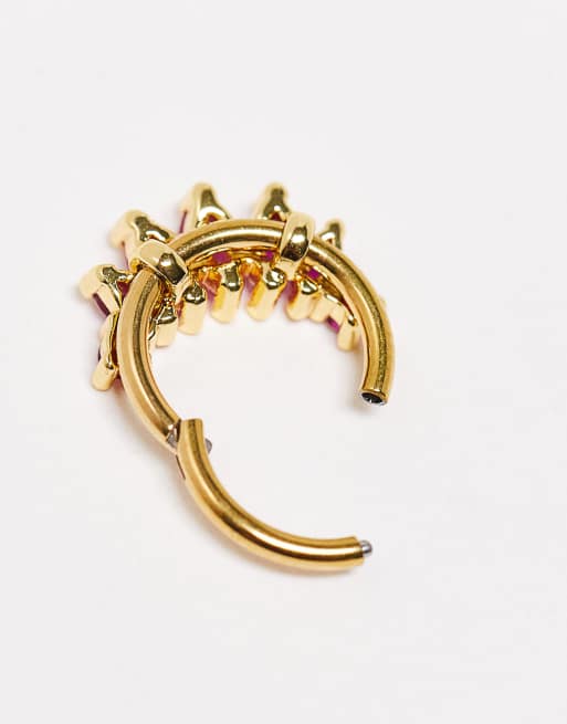 With Bling - Exclusives - 18k vergulde marquise klikpiercing van 8 mm met roze kristal, 4 van 4