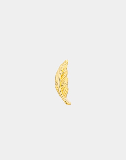 With Bling feather piercing with 6mm titanium bar in 18k gold plate, 2 of 4
