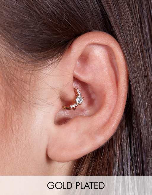 With Bling - Guldbelagte 8 mm hoop-øreringe med kubisk zirconia