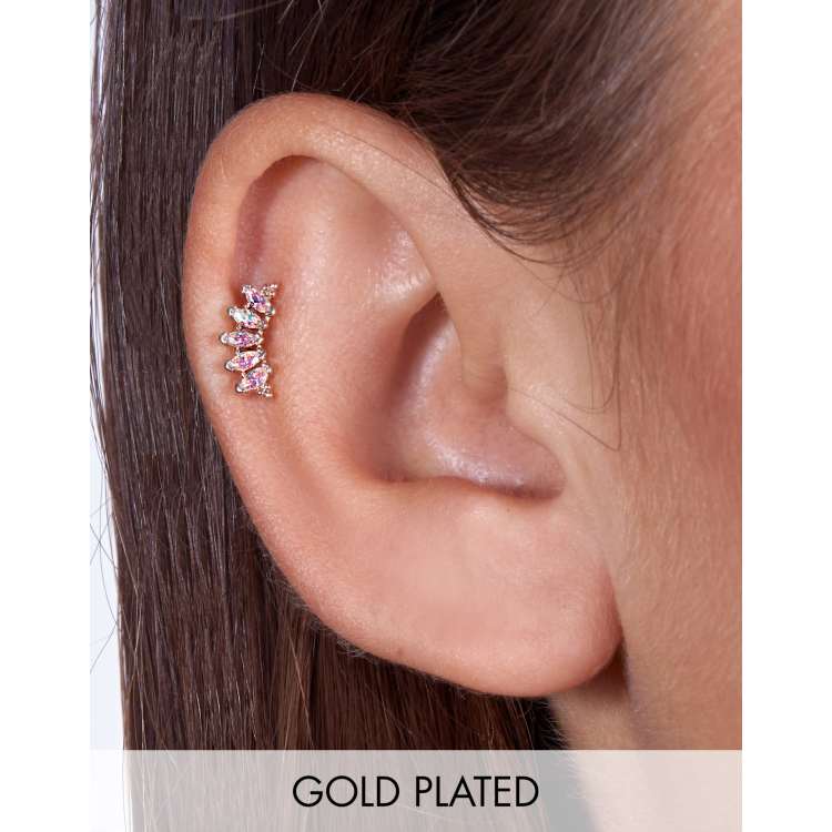 With Bling iridescent crystal marquise climber labret earring with