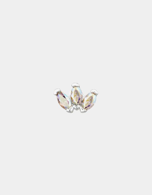 With Bling - Kleine kristallen piercing met een verzilverd titanium staafje van 6mm, 2 van 4