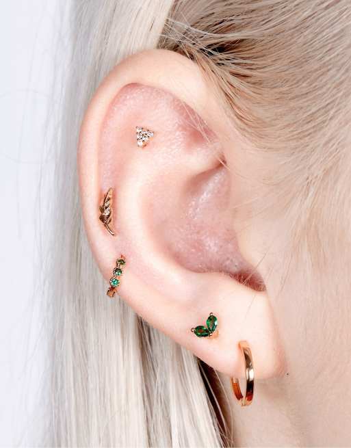 With Bling – Mit 18-Karat-Gold beschichtetes Piercing mit Feder-Design und 6 mm langem Titansteg, 4 von 4