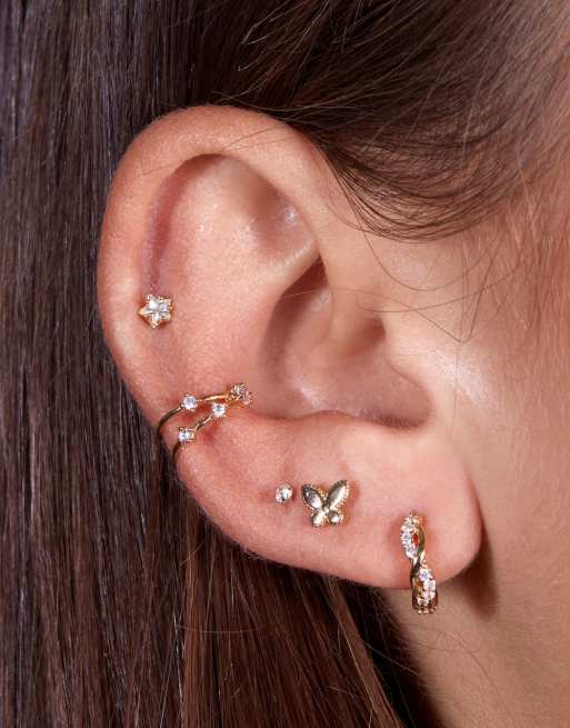 Mode Kleine CZ Diamant Hoop Oorbellen Voor Vrouwen 14K Gouden Bloem Cubic Zirconia Huggie Leverback Studs Hypoallergene Mode Verjaardagscadeau