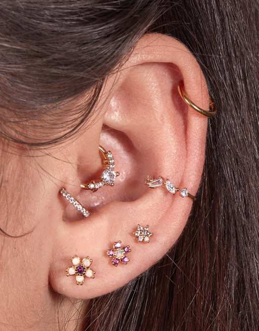 Set 4 Orecchini In Argento 925 - Placcati Oro 14K, Anallergici, Per Piercing Multipli - Foto 7