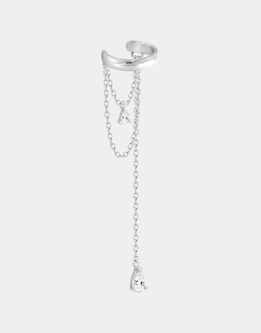 Orecchini a clip con pavé placcati in argento creati con cristalli Zircondia