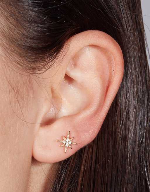 With Bling - Piercing étoile en plaqué or 18 carats avec barre en titane 6 mm
