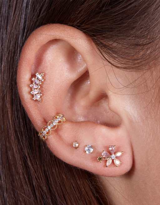 Orecchini A Barra Placcati Oro Con Cristalli Zircondia - Design Contemporaneo