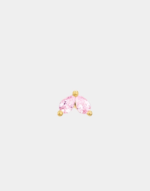 With Bling - Piercing marquise piccolo rosa con barra in titanio da 6 mm placcato oro, 2 di 4