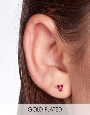 With Bling pink three petal piercing with 6mm titanium bar in gold plate
