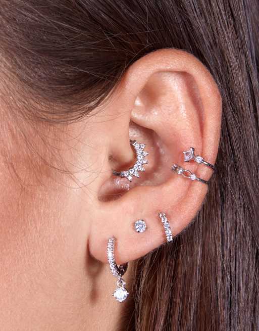 With Bling – Rodiumpläterad 6mm piercing-ring med kristall i huggie-design, 2 av 4