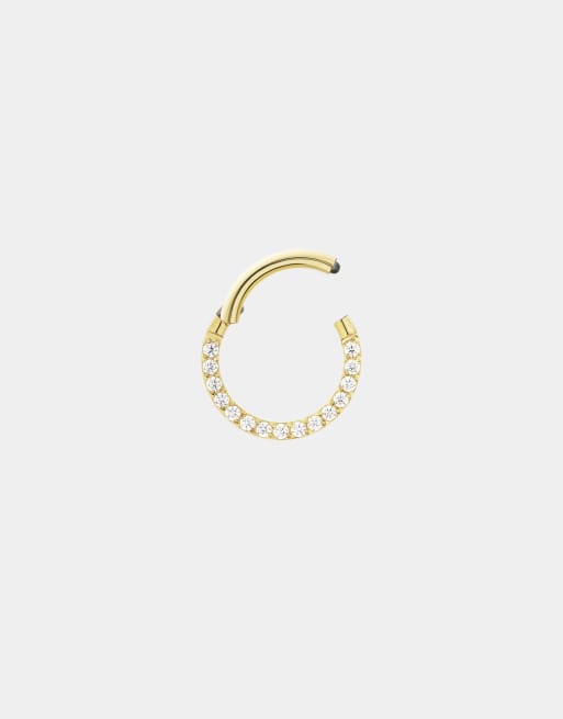 With Bling – Schlichter Clicker-Piercingring mit 18-Karat-Vergoldung und Cubic-Zirkonia-Steinen, 8 mm, 2 von 4