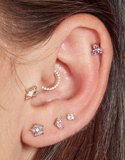 With Bling – Schlichter Clicker-Piercingring mit 18-Karat-Vergoldung und Cubic-Zirkonia-Steinen, 8 mm, 4 von 4