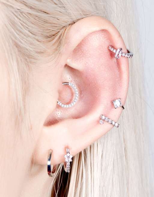 With Bling – Silverpläterad enkel creol på 8mm med klickstängning och kubisk zirkon, 4 av 4
