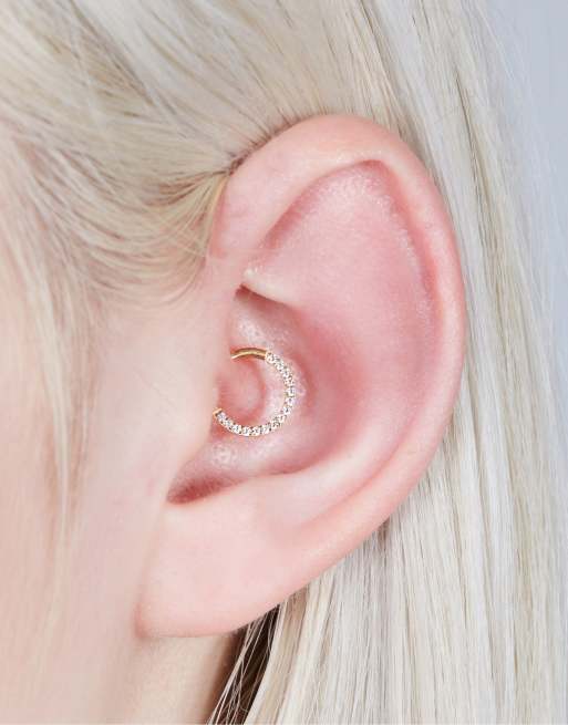 With Bling - Simple - Cubic zirconia 8 mm hoop-piercing med kliklukning i 18 k guldbelægning