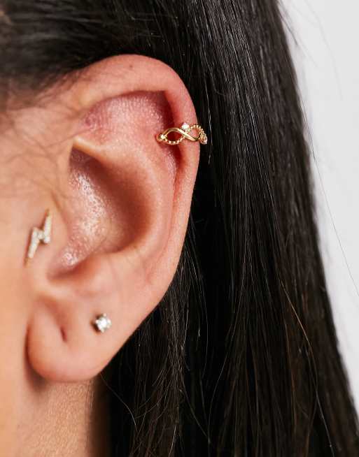 With Bling - Snoede guldbelagte ørecuffs med kubisk zirkon-sten - Kun hos ASOS, 2 af 4