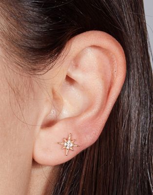 With Bling starburst piercing with 6mm titanium bar in 18k gold plate