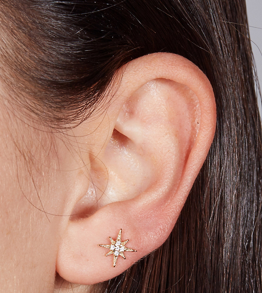 With Bling Starburst Piercing With 6Mm Titanium Bar In 18K Gold Plate
