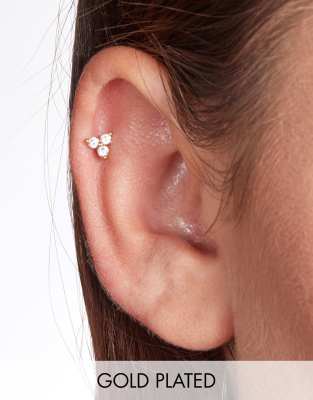 With Bling With Bling three petal piercing with 6mm titanium bar in gold plate