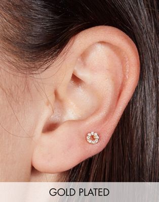 With Bling tiny circle piercing with 6mm titanium bar in 18k gold plate