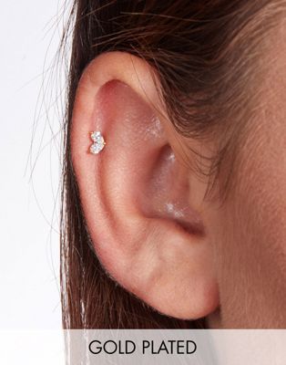 With Bling tiny marquise piercing with 6mm titanium bar in gold plate