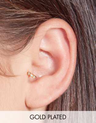 With Bling With Bling tiny triple crystal 6mm huggie piercing in gold plate