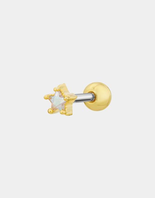 With Bling – Vergoldetes Piercing im Stern-Design mit Kristall in Regenbogenfarben und 6 mm langem Titansteg, 2 von 4