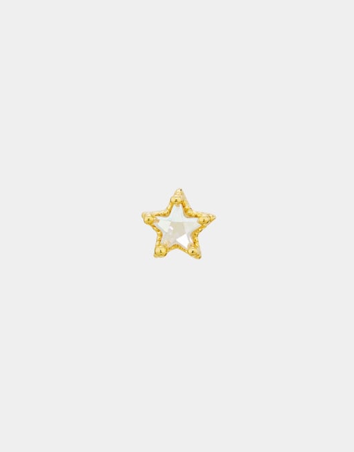 With Bling – Vergoldetes Piercing im Stern-Design mit Kristall in Regenbogenfarben und 6 mm langem Titansteg, 3 von 4