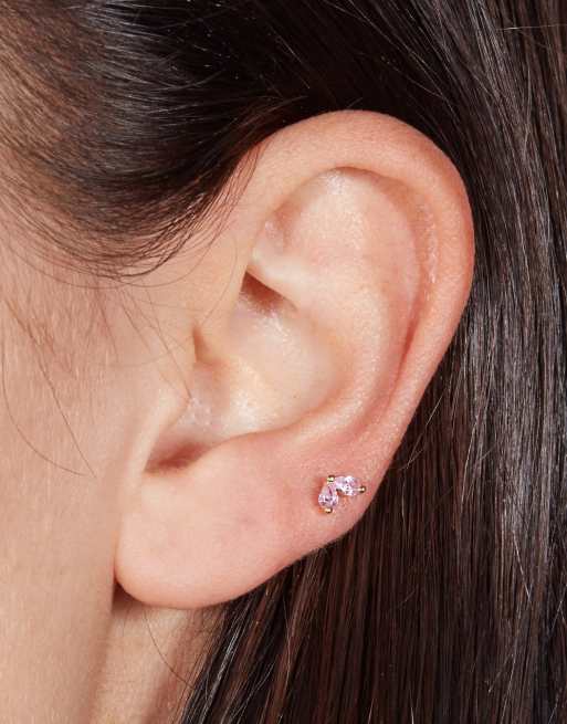 With Bling – Vergoldetes, sehr kleines Marquise-Piercing in Rosa mit 6 mm langem Titansteg