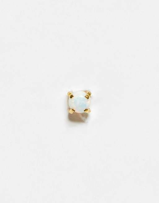 With Bling - Vergulde labret-oorbel met opaal en titanium staafjes van 6 en 8 mm, 3 van 4