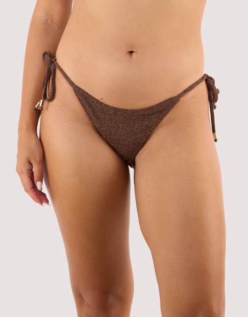 Wolf & Whistle Amber tie side bikini bottom in bronze, 2 of 4