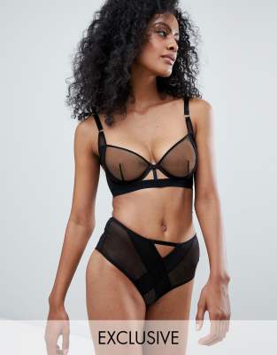 Black High Apex Mesh Bra B - G Cup