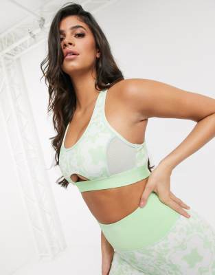 Wolf & Whistle bra in green geometric print