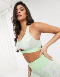 Wolf & Whistle bra in green geometric print