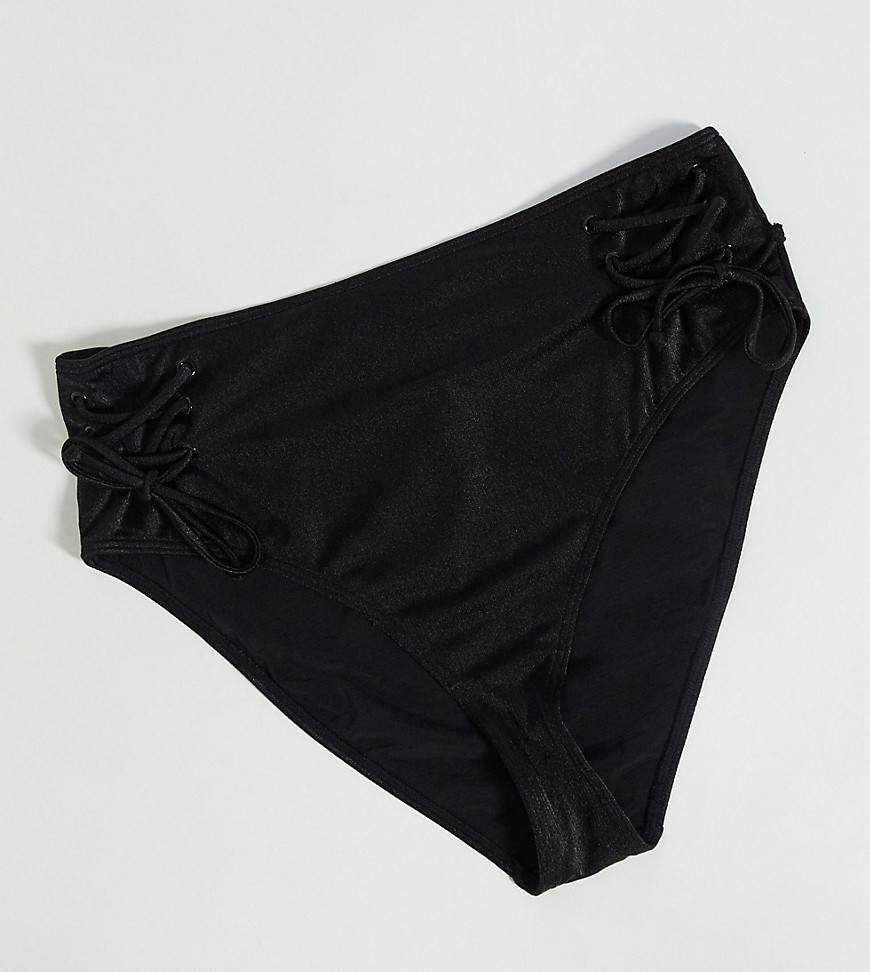 Wolf & Whistle Curve - Exclusief bikinibroekje met hoge taille en veter in zwart
