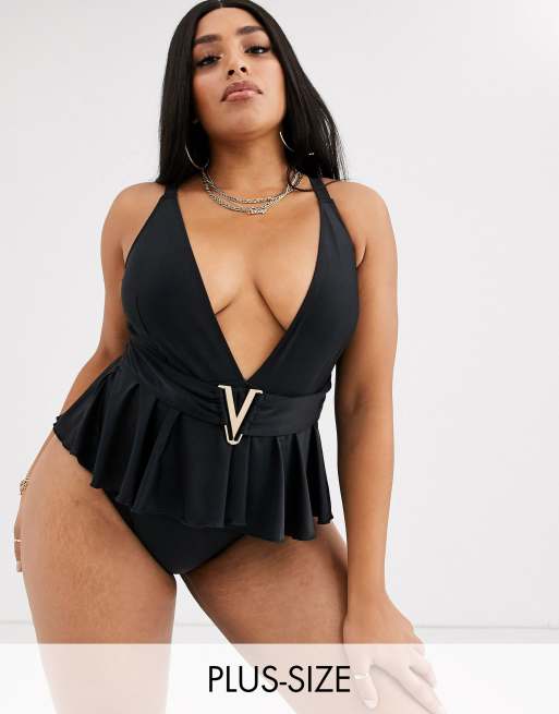 Black store peplum swimsuit