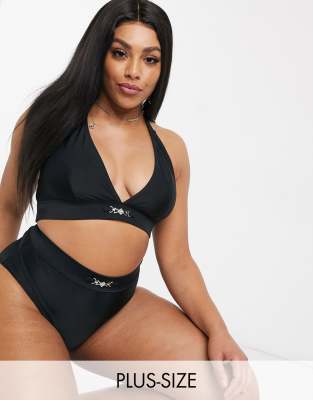 black halter swim top