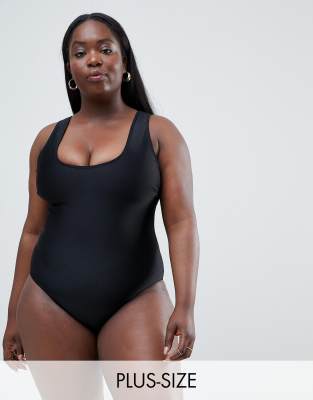 plain black plus size swimsuit