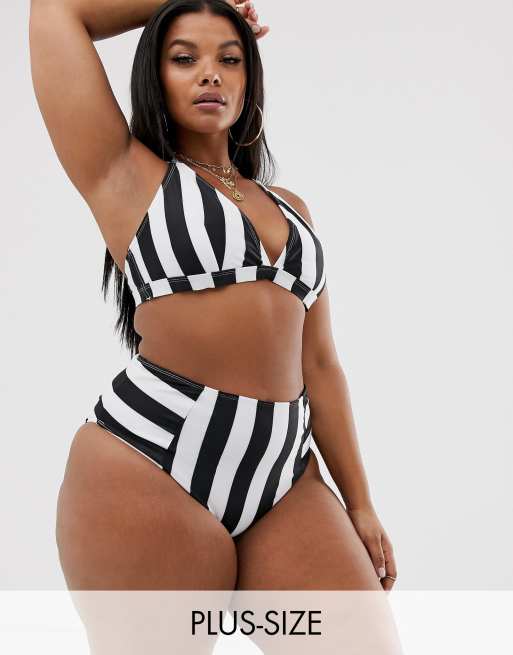 Black and white striped bikini sale top