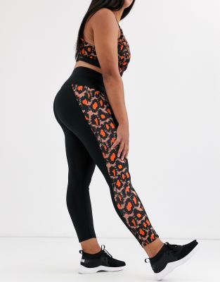 black leggings with leopard print panels