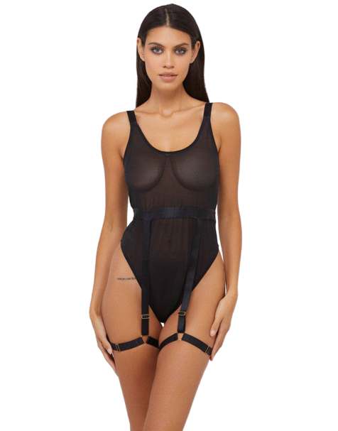 Wolf & Whistle Dolly thick strap bodysuit in black